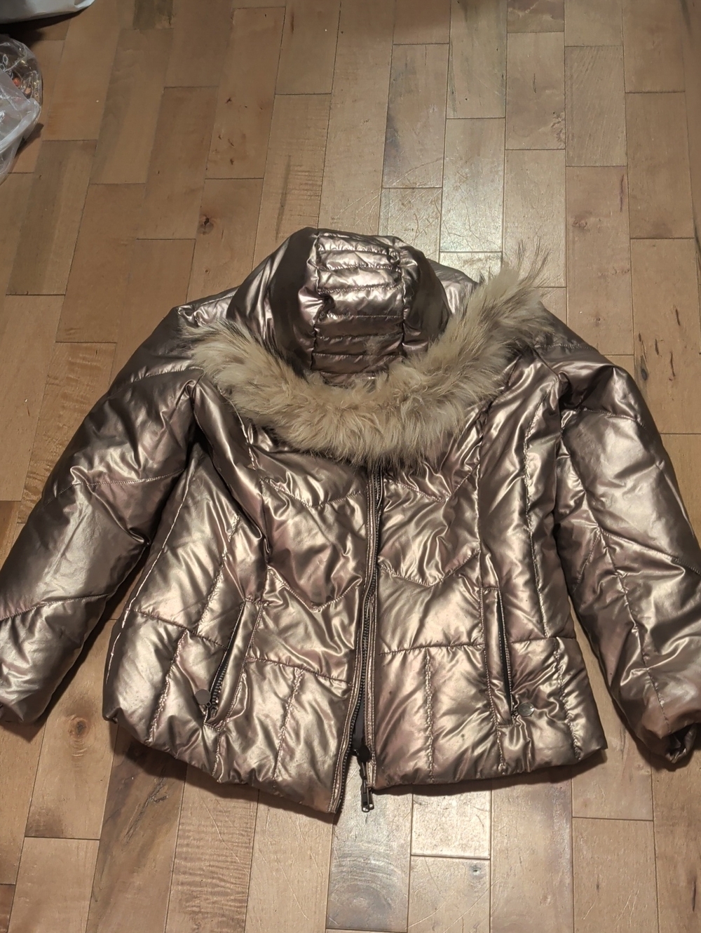Sportalm Metallic Taupe Puffer Jacket. Reversible